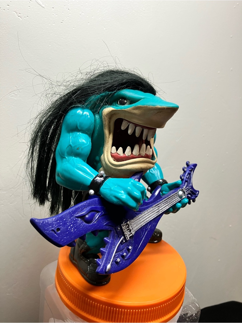 Blue Shark Guitarist Figurine Kids Toy - Rocking Action